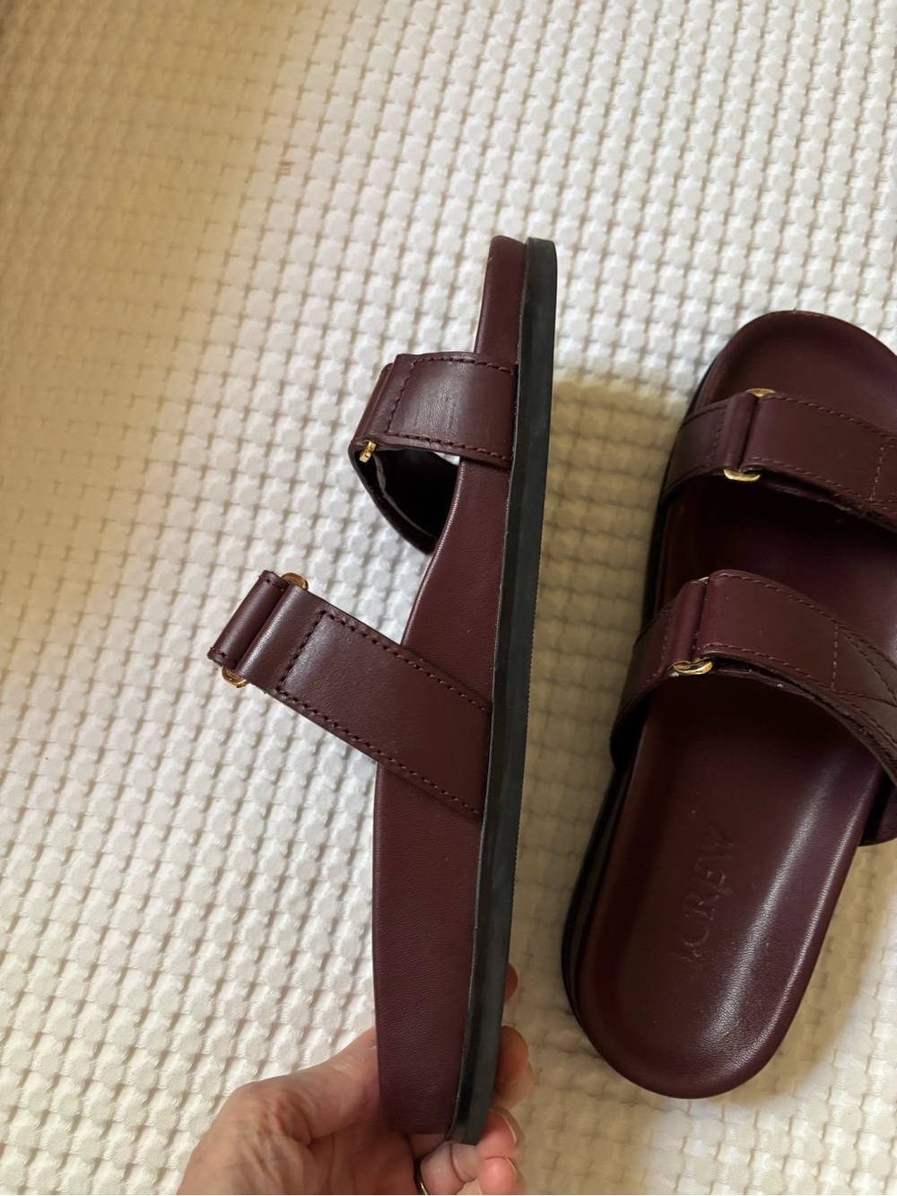 J.Crew Malbec Colbie Wide Strap Leather Sandals, Size 9 - Picture 7 of 9